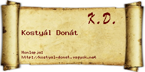 Kostyál Donát névjegykártya